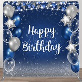 Aperturee - Aperturee Balloon Flag Glitter Birthday Square Tension Backdrop