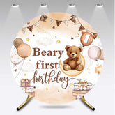 Aperturee Aperturee Balloon Moon Beary First Birthday Round Backdrop