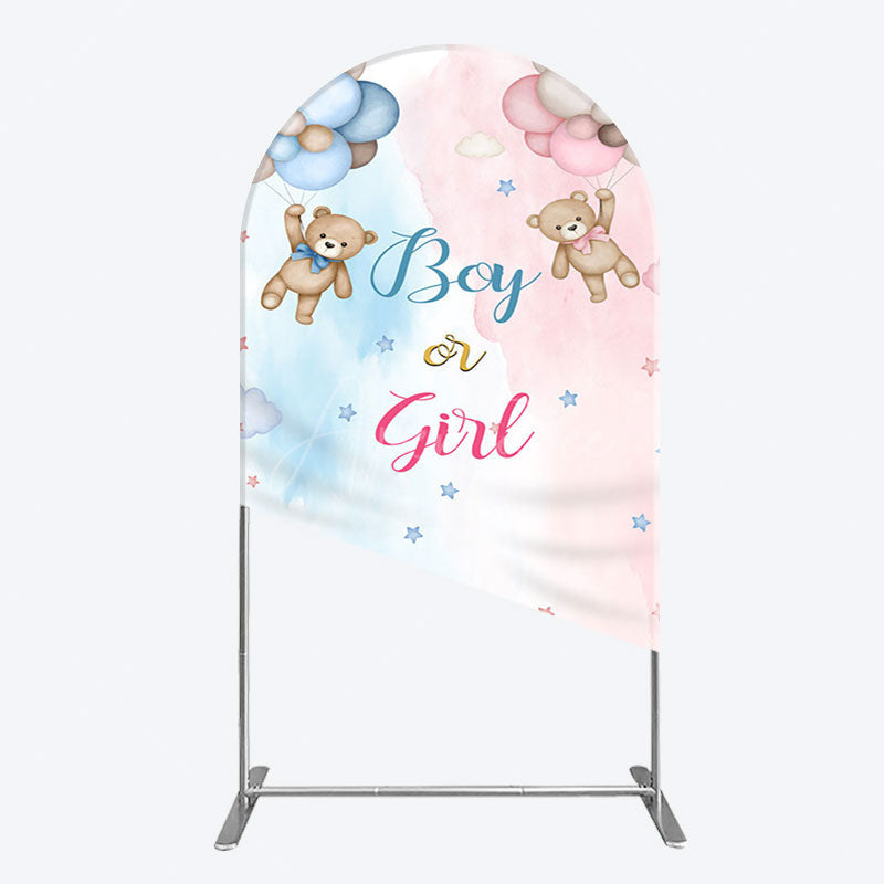 Aperturee - Aperturee Balloon Teddy Baby Shower Gender Reveal Arch Backdrop
