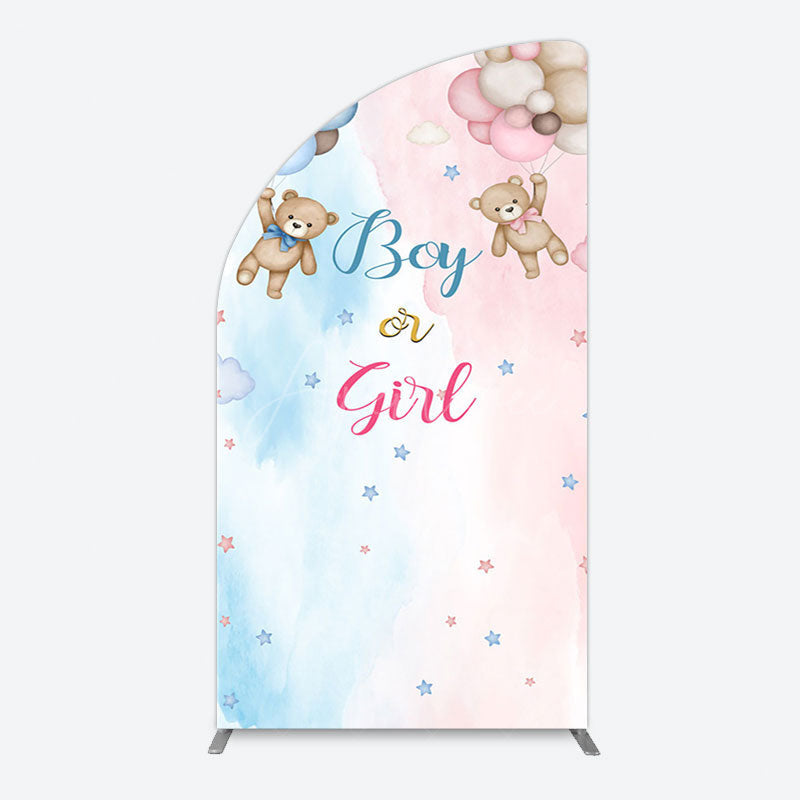 Aperturee - Aperturee Balloon Teddy Baby Shower Gender Reveal Half Moon Arch Backdrop