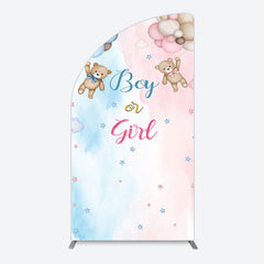 Aperturee - Aperturee Balloon Teddy Baby Shower Gender Reveal Half Moon Arch Backdrop