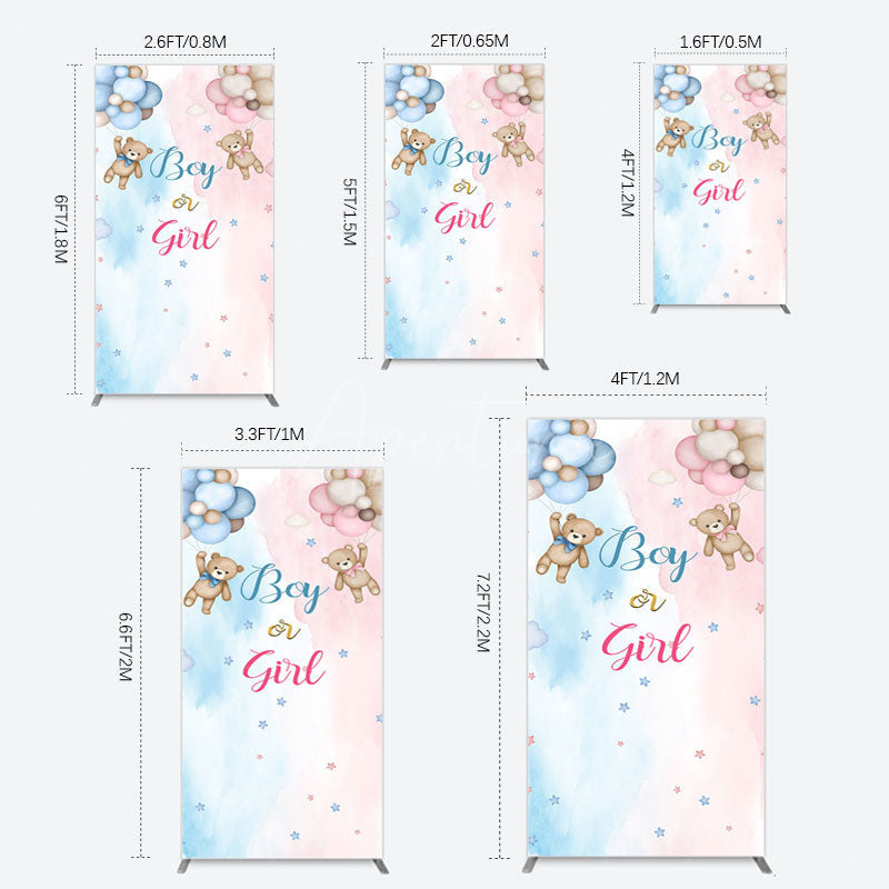 Aperturee - Aperturee Balloon Teddy Baby Shower Gender Reveal Rectangle Backdrop