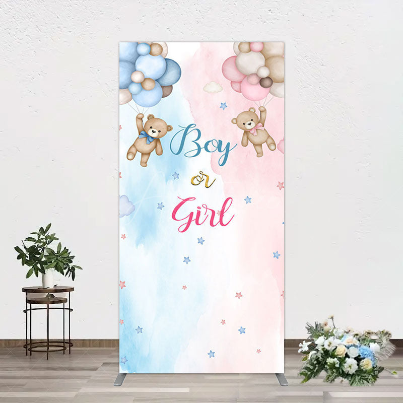 Aperturee - Aperturee Balloon Teddy Baby Shower Gender Reveal Rectangle Backdrop