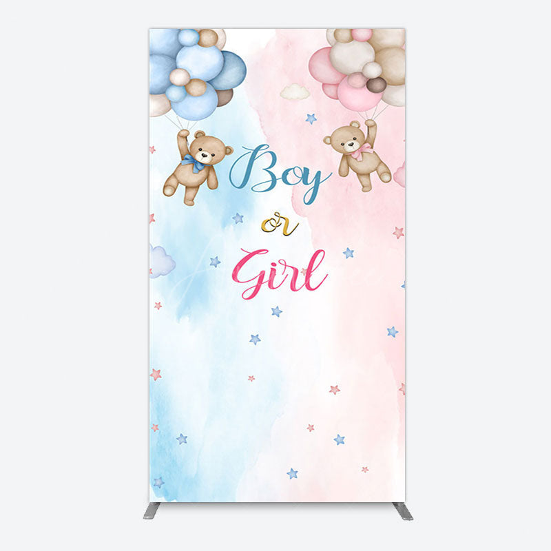 Aperturee - Aperturee Balloon Teddy Baby Shower Gender Reveal Rectangle Backdrop