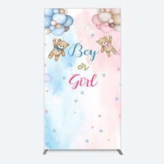 Aperturee - Aperturee Balloon Teddy Baby Shower Gender Reveal Rectangle Backdrop