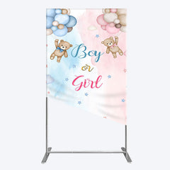 Aperturee - Aperturee Balloon Teddy Baby Shower Gender Reveal Rectangle Backdrop