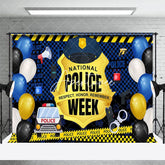 Aperturee - Aperturee Balloons Blue Gold National Police Week Backdrop