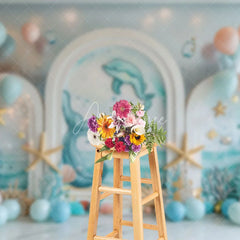 Aperturee - Aperturee Balloons Dolphin Arch Ocean Cake Smash Backdrop