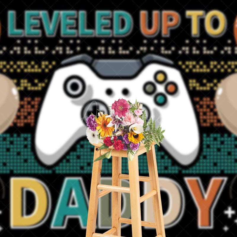 Aperturee - Aperturee Balloons Games Leveled Up To Daddy Party Backdrop