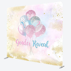 Aperturee - Aperturee Balloons Gender Reveal Fabric Backdrop Cover for Baby Shower