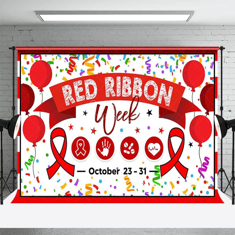 Aperturee - Aperturee Balloons Stars National Red Ribbon Week Backdrop