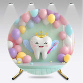 Aperturee Aperturee Balloons Teeth Brush Kids Birthday Round Backdrop