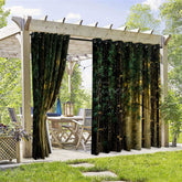 Aperturee - Aperturee Bamboo Grove Waterproof Printed Outdoor Curtains