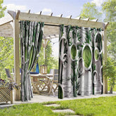 Aperturee - Aperturee Bamboos Lake Waterproof Printed Outdoor Curtains