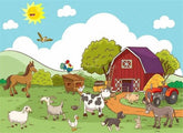 Aperturee - Aperturee Barnyard Farm Animals Birthday Backdrop Sunny Day at the Farm with a Cow and Pig Fun Outdoor Party Decoration