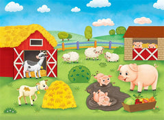 Aperturee - Aperturee Barnyard Farm Animals Birthday Backdrop Sunny Day at the Farm with a Cow and Pig Fun Outdoor Party Decoration