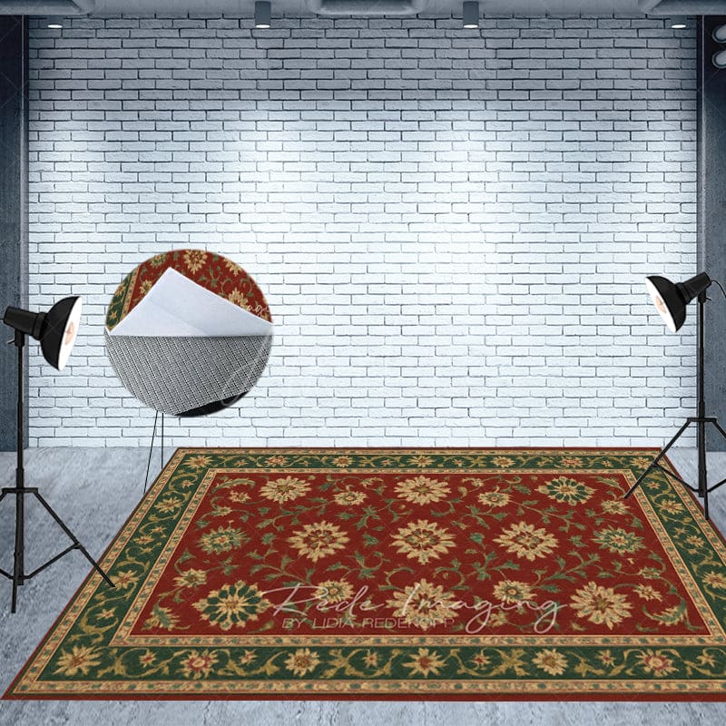 Aperturee - Aperturee Baroque Floral Pattern Photo Fabric Floor Backdrop