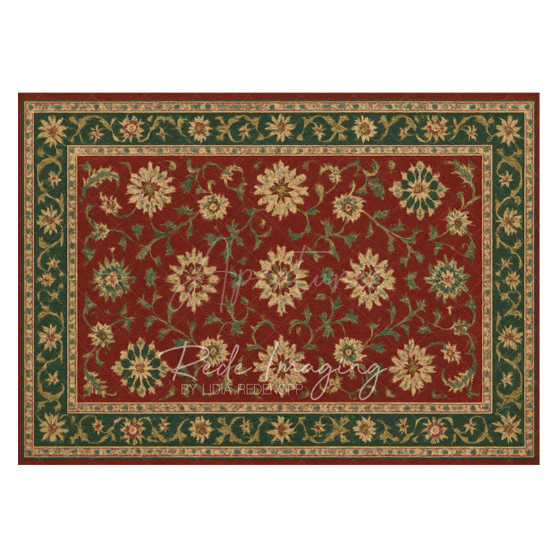 Aperturee - Aperturee Baroque Floral Pattern Rubber Floor Mat For Photo