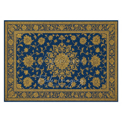 Aperturee - Aperturee Baroque Navy And Gold Rubber Floor Mat For Photo