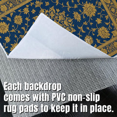 Aperturee - Aperturee Baroque Navy Gold Fabric Floor Backdrop For Photo