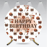 Aperturee - Aperturee Basketball and Bows Birthday Round Backdrop A Sweet Little All Star is on the Way Girl Sports Party Decor
