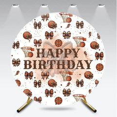 Aperturee - Aperturee Basketball and Bows Birthday Round Backdrop A Sweet Little All Star is on the Way Girl Sports Party Decor