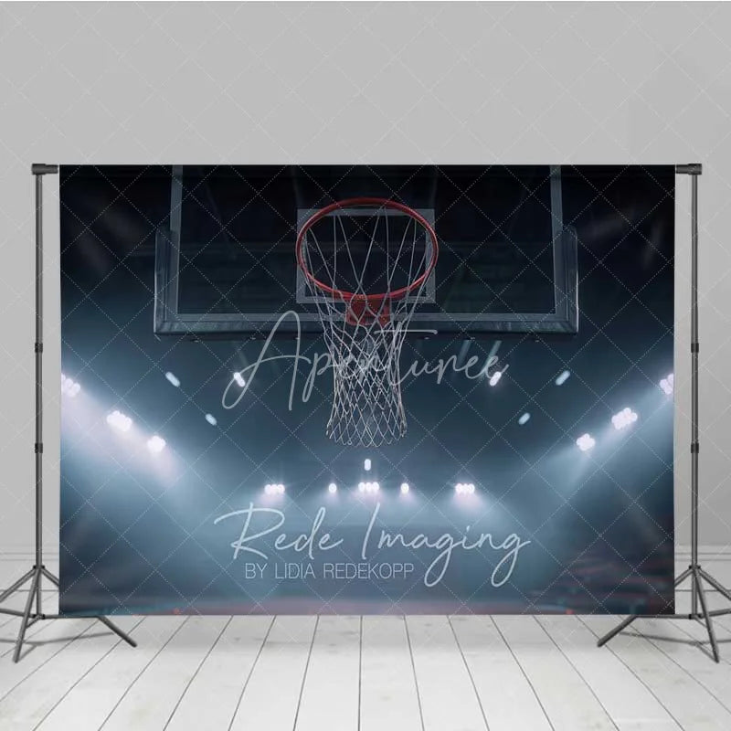 Aperturee - Aperturee Basketball Hoop Arena Sports Photography Backdrop Night Stadium Light Slam Dunk Game Background