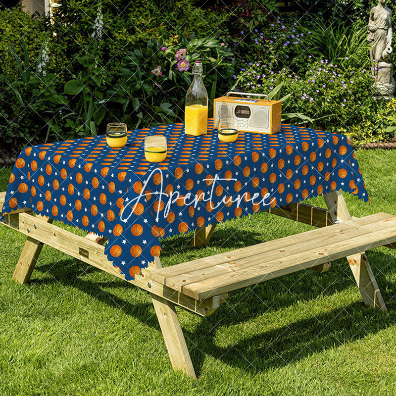 Aperturee - Aperturee Basketball Star String Blue Rectangular Tablecloth