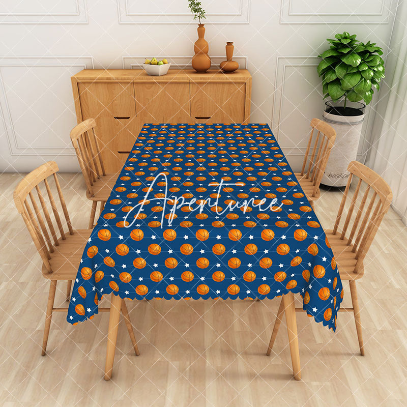 Aperturee - Aperturee Basketball Star String Blue Rectangular Tablecloth