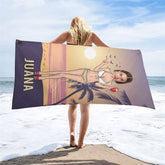 Aperturee - Aperturee Beach Bikini Custom Head Photo Beach Towel For Woman