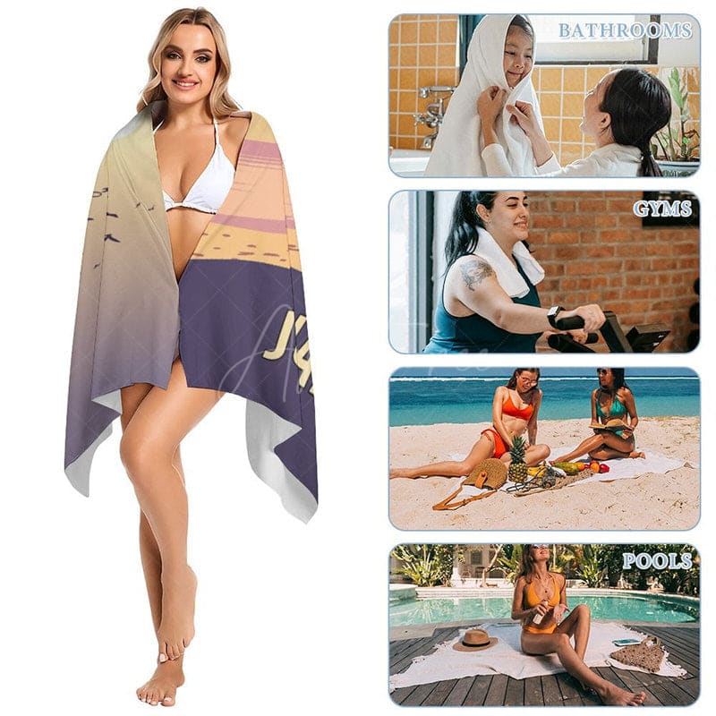 Aperturee - Aperturee Beach Bikini Custom Head Photo Beach Towel For Woman