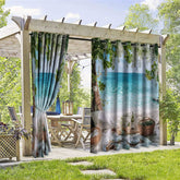 Aperturee - Aperturee Beach Holiday Waterproof Printed Outdoor Curtains