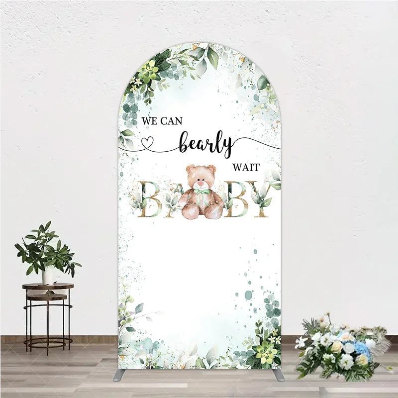 Aperturee - Aperturee Bearly Wait Arch Backdrop Teddy Bear Eucalyptus Greenery Baby Shower Party Decor