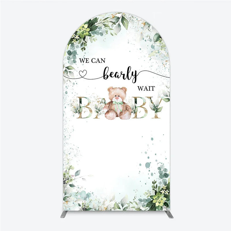 Aperturee - Aperturee Bearly Wait Arch Backdrop Teddy Bear Eucalyptus Greenery Baby Shower Party Decor