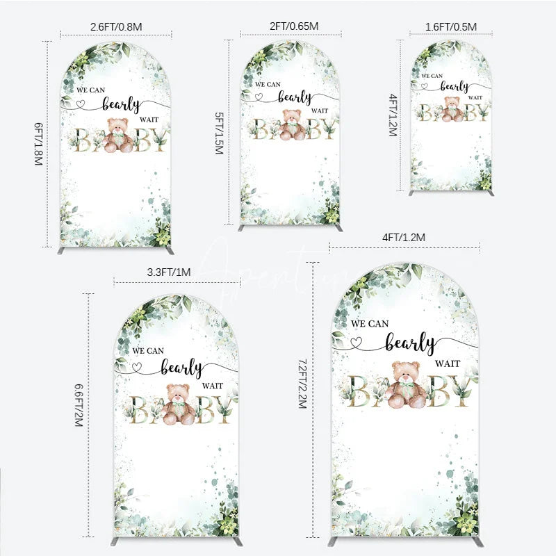 Aperturee - Aperturee Bearly Wait Arch Backdrop Teddy Bear Eucalyptus Greenery Baby Shower Party Decor