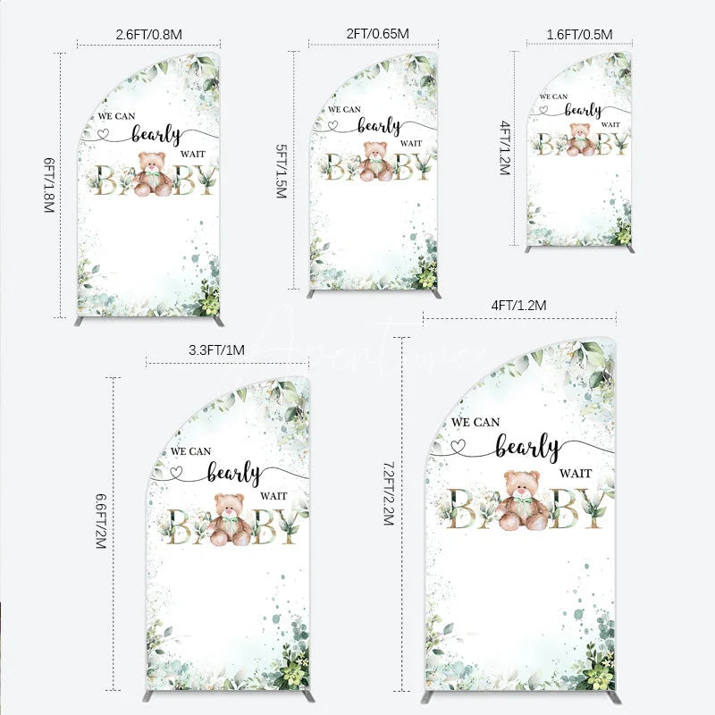 Aperturee - Aperturee Bearly Wait Half Moon Arch Backdrop Teddy Bear Eucalyptus Greenery Baby Shower Party Decor