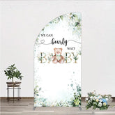 Aperturee - Aperturee Bearly Wait Half Moon Arch Backdrop Teddy Bear Eucalyptus Greenery Baby Shower Party Decor