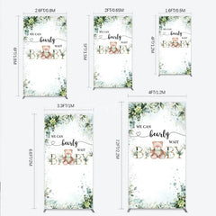 Aperturee - Aperturee Bearly Wait Rectangle Backdrop Teddy Bear Eucalyptus Greenery Baby Shower Party Decor