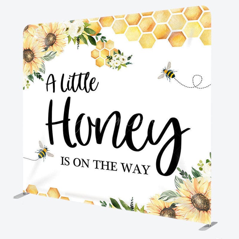 Aperturee - Aperturee Bee Sunflower Fabric Backdrop Cover for Baby Shower