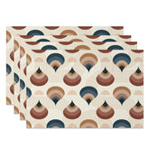 Aperturee - Aperturee Beige Abstract Geometric Pattern Set Of 4 Placemats