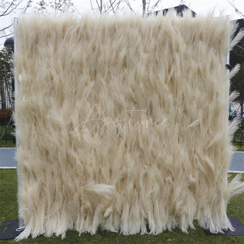 Aperturee - Aperturee Beige Boho Artificial Reed Birthday Party Decor