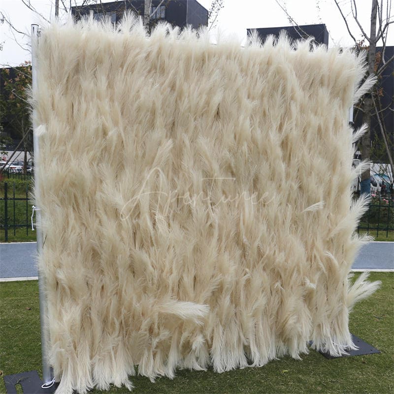 Aperturee - Aperturee Beige Boho Artificial Reed Birthday Party Decor