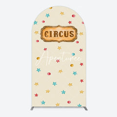 Aperturee - Aperturee Beige Colorful Stars Circus Birthday Arch Backdrop