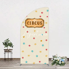 Aperturee - Aperturee Beige Colorful Stars Circus Birthday Arch Backdrop