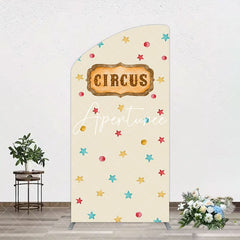 Aperturee - Aperturee Beige Colorful Stars Circus Birthday Arch Backdrop
