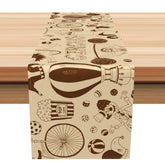 Aperturee - Aperturee Beige Comics Style Circus Valentines Day Table Runner