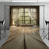Aperturee - Aperturee Beige Curtain Window Bamboo Forest Scene Sweep Backdrop