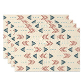 Aperturee - Aperturee Beige Retro Boho Arrows Pattern Set of 4 Placemats