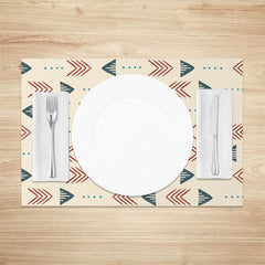 Aperturee - Aperturee Beige Retro Boho Arrows Pattern Set of 4 Placemats