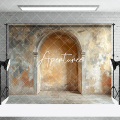 Aperturee - Aperturee Beige Retro Shabby Stone Arch Photo Room Set Backdrop